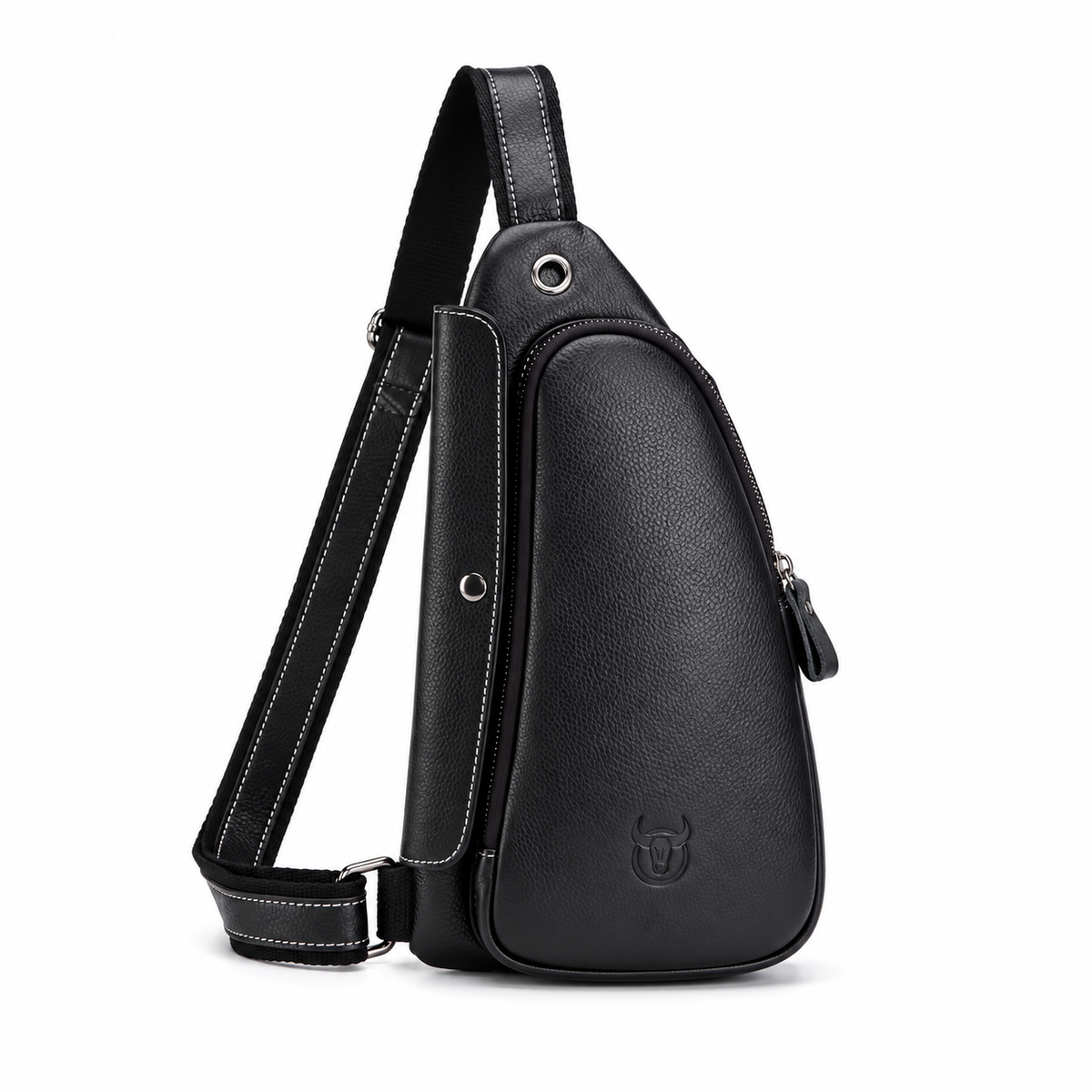 Black Textured Crossbody Sling Bag
