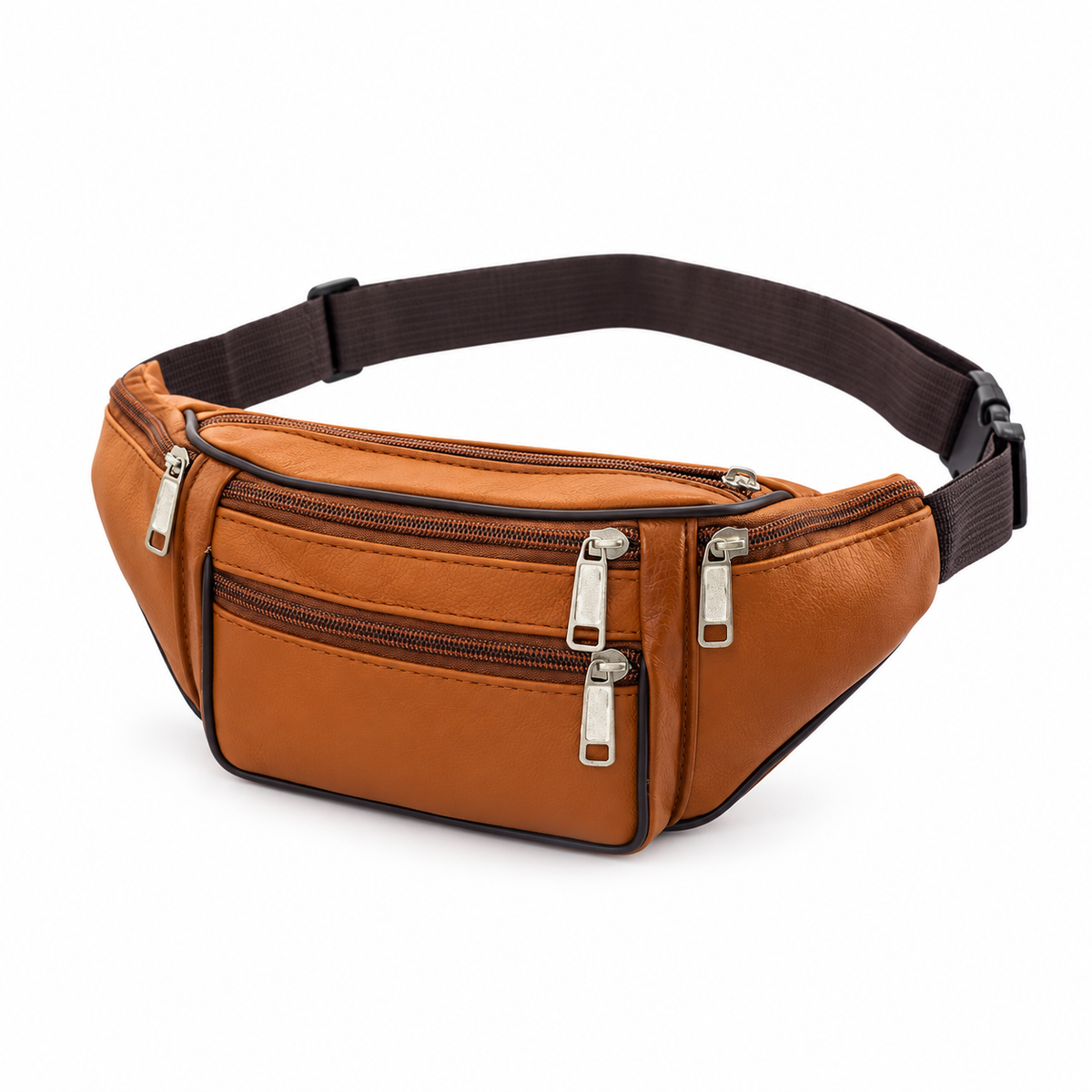 Caramel Brown Multi Pocket Waist Bag