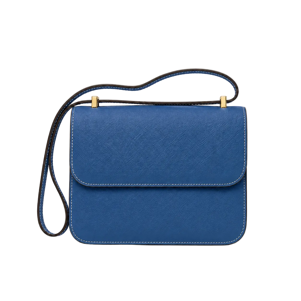 Blue Textured Flap Crossbody Shoulder Bag