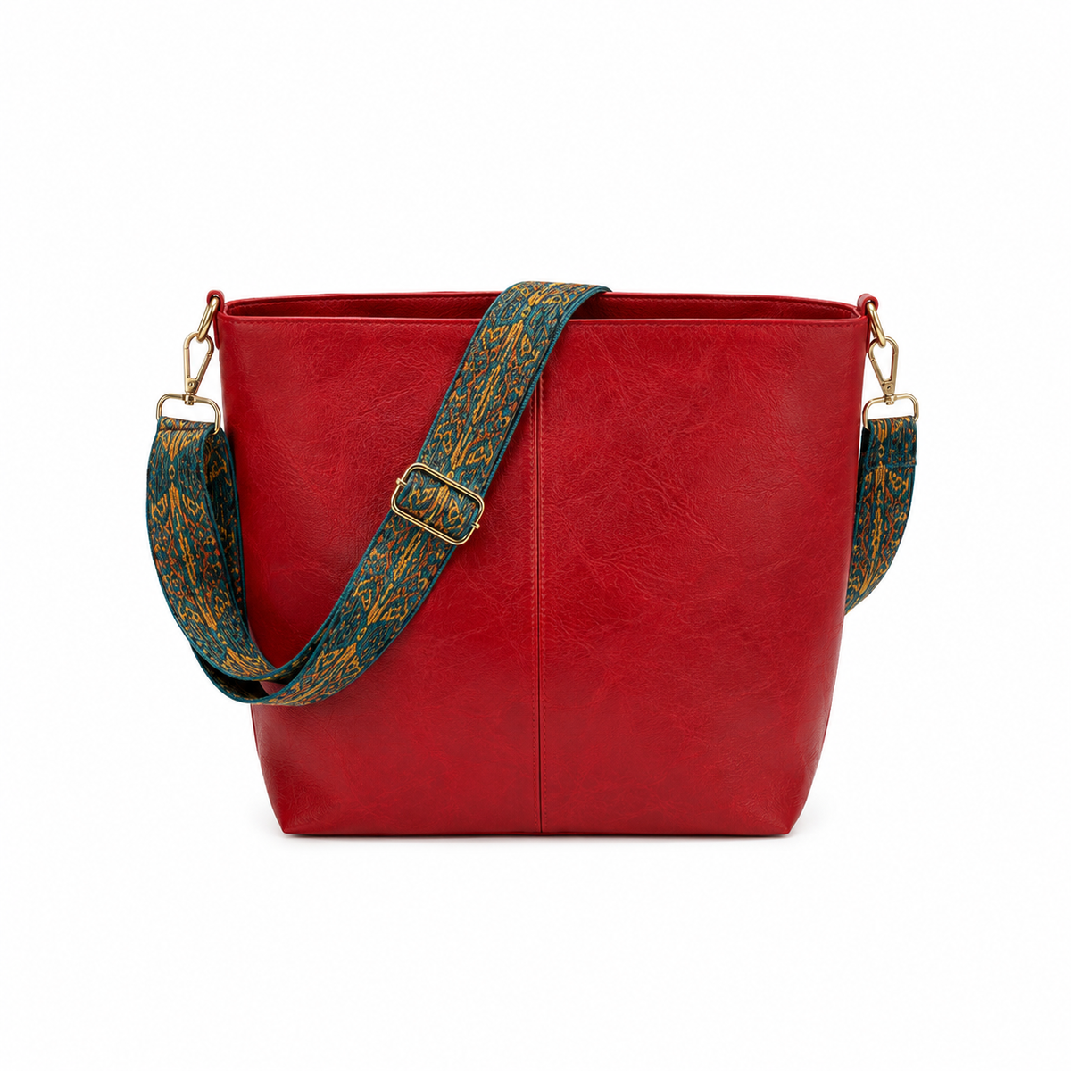 Red Textured Shoulder Tote Bag