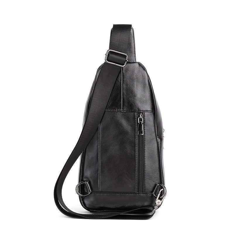 The First Layer Of Cowhide Men's Bag, Leather Men's Sling Bag, Cross-shoulder Back, Multi-layer, Multi-functional, Personalized Retro Men's Bag
