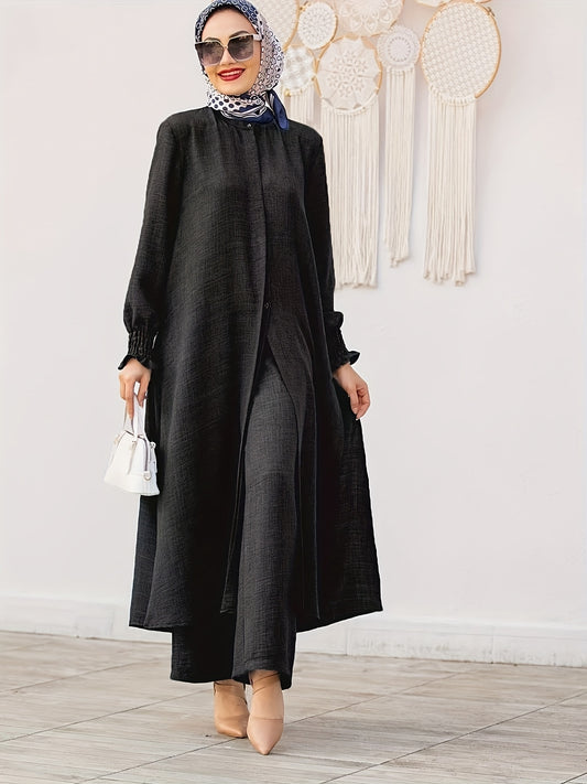 Middle East Ramadan Elegant Pure Muslim Pakistani Abaya Casual Pants Set - Fashionable and Comfortable Design, Perfect for Daily Wear