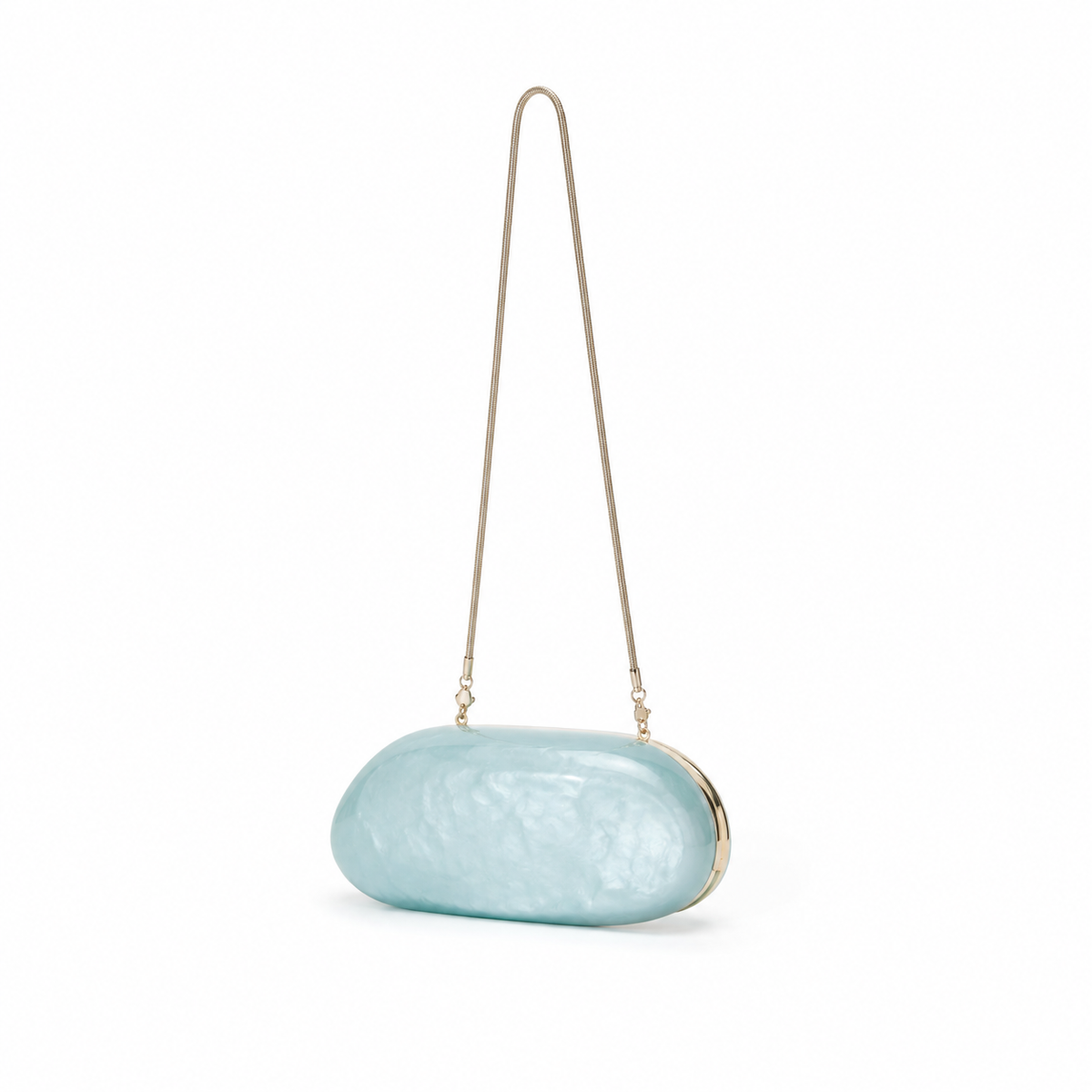 Pearlescent Aqua Oval Evening Clutch Bag