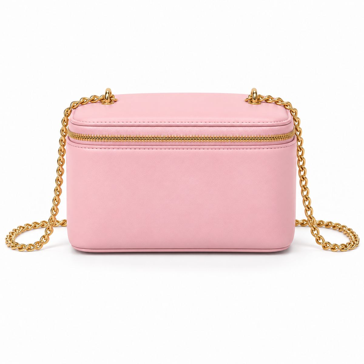 Pink Vegan Leather Chain Crossbody Bag