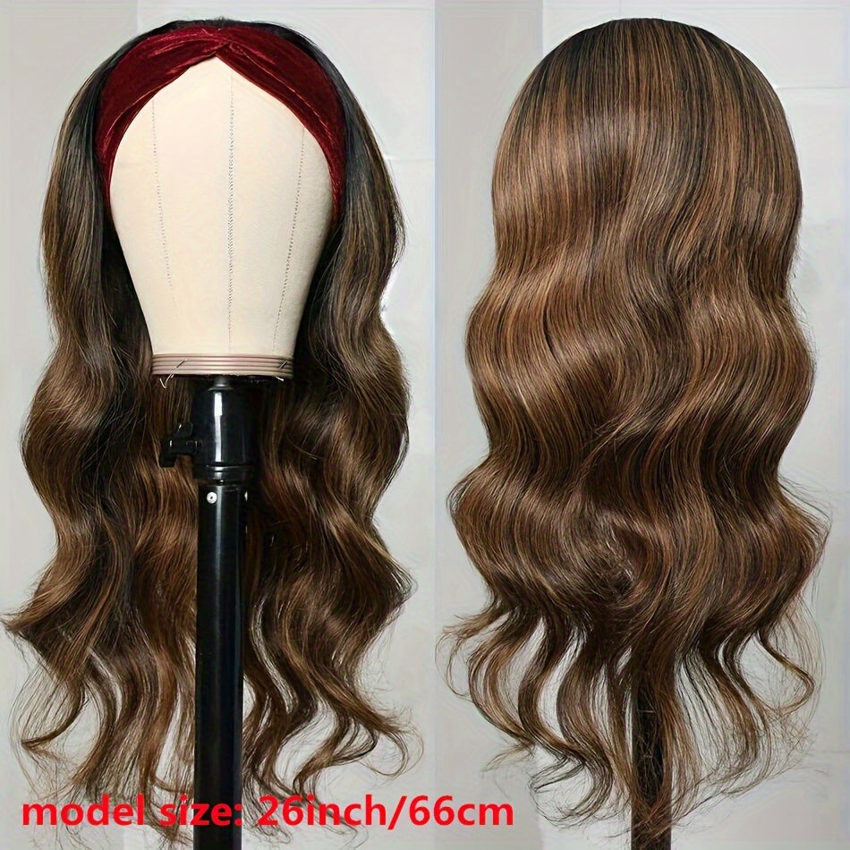 Unice Hair Balayage Headband Wig Human Hair Body Wave Highlight Wig Put On & Go Glueless Human Hair Wigs With Pre-attached Scarf
