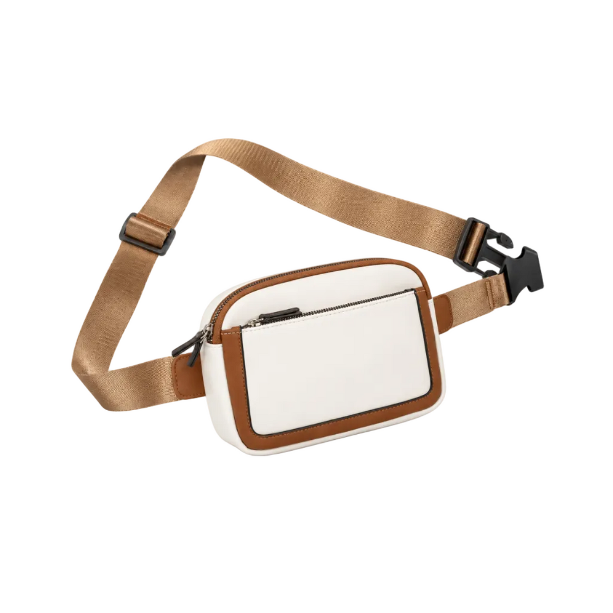 Cream And Brown Adjustable Waist Bag