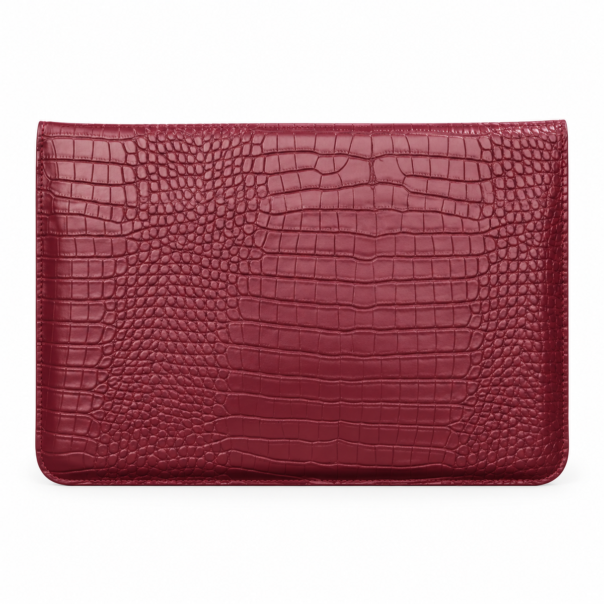 Burgundy Crocodile Embossed Leather Laptop Bag