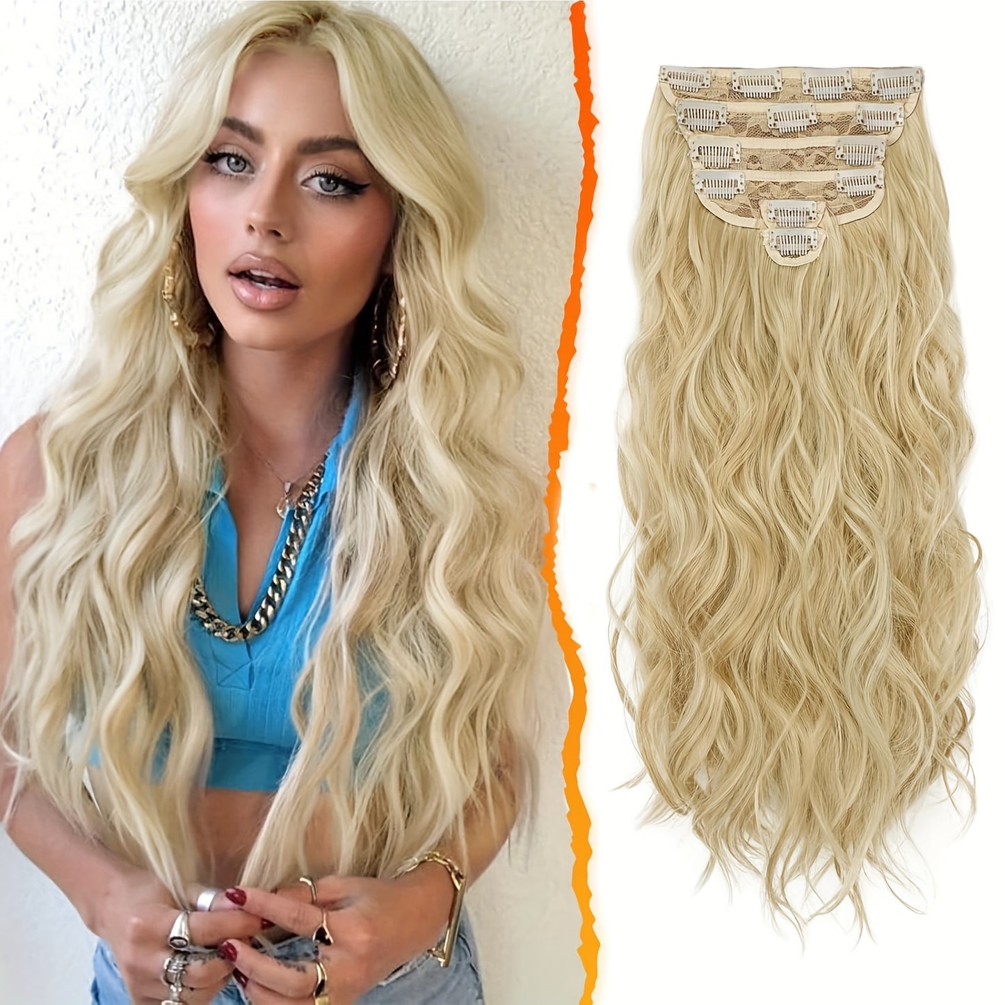 20 Inch Wavy Clip In Hair Extensions For Women