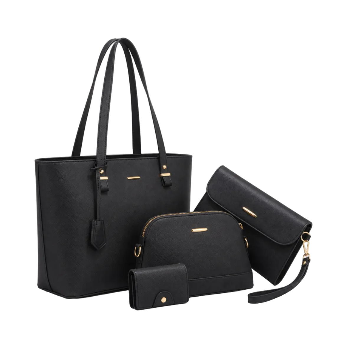 Elegant Black Four Piece Handbag Set