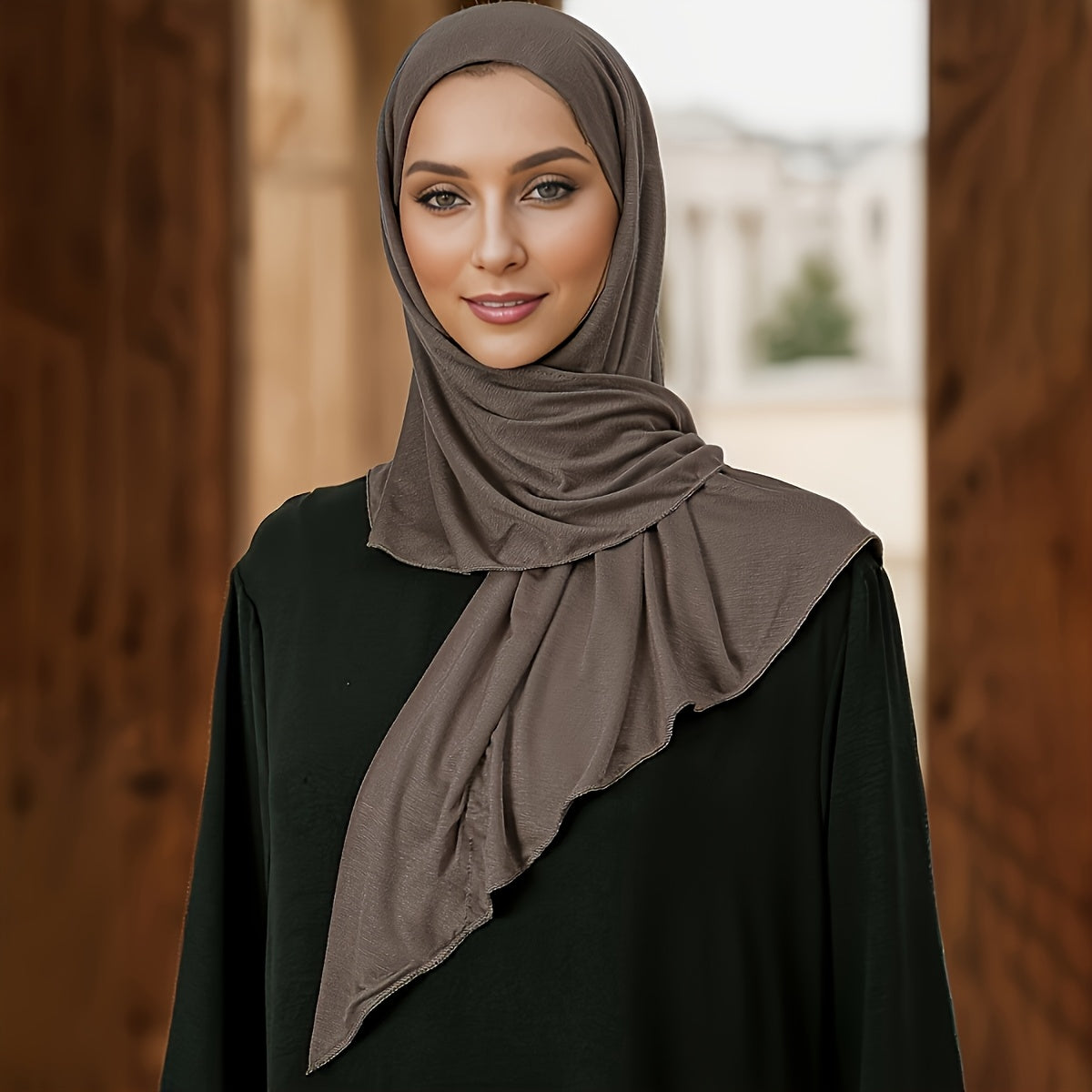 1pc Women's Lightweight Adjustable Headscarf - Wind & Machine Washable, Non-Stretch Fabric for Ramadan, Daily Travel & Modest Fashion (Black), Hijab Accessories, Solid Color Hijab