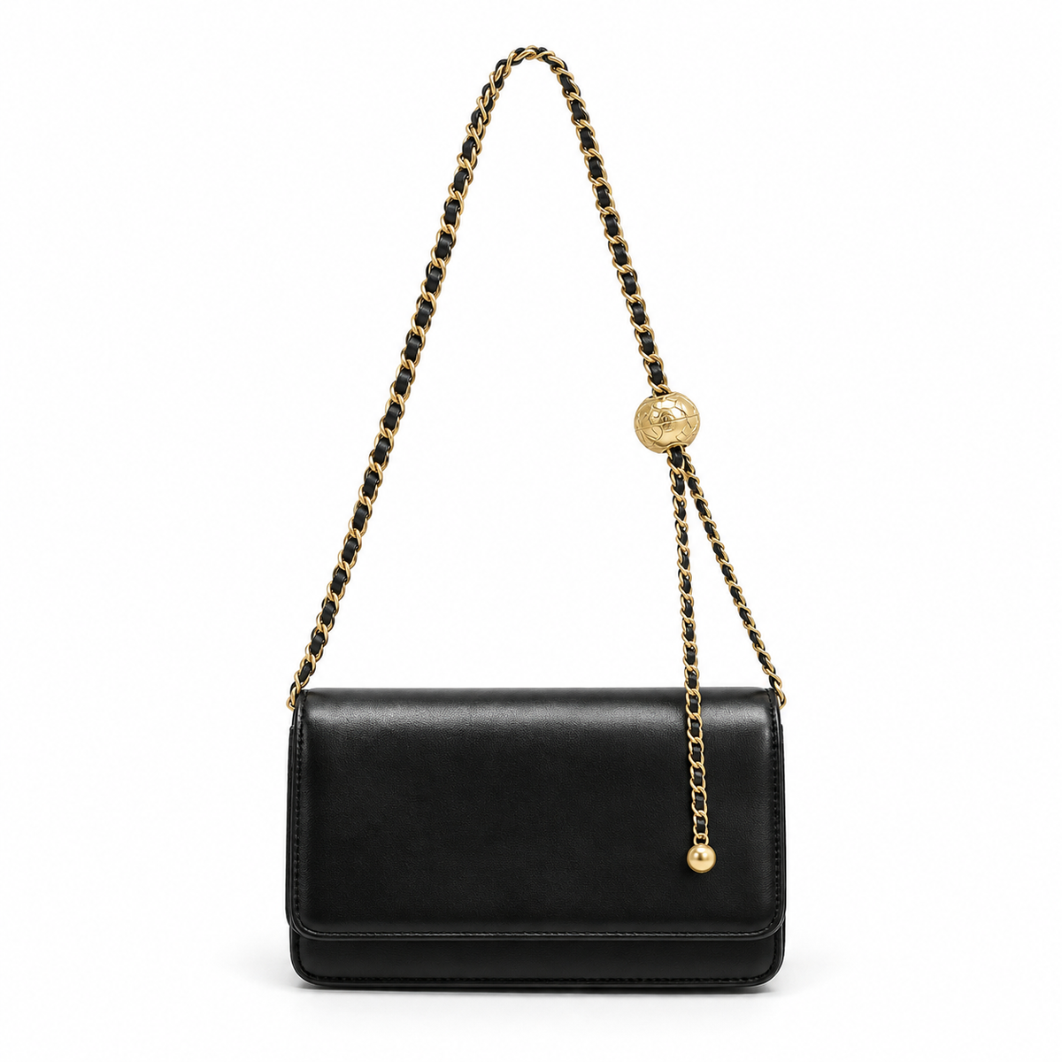 Elegant Black Chain Flap Shoulder Bag