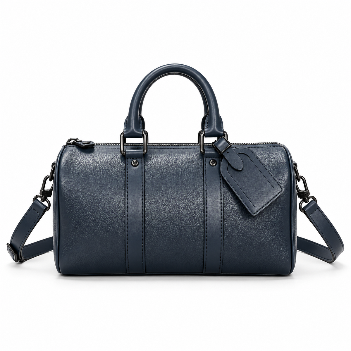 Navy Blue Structured Handbag With Strap