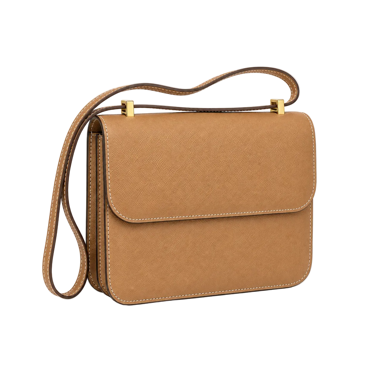 Camel Structured Crossbody Shoulder Bag