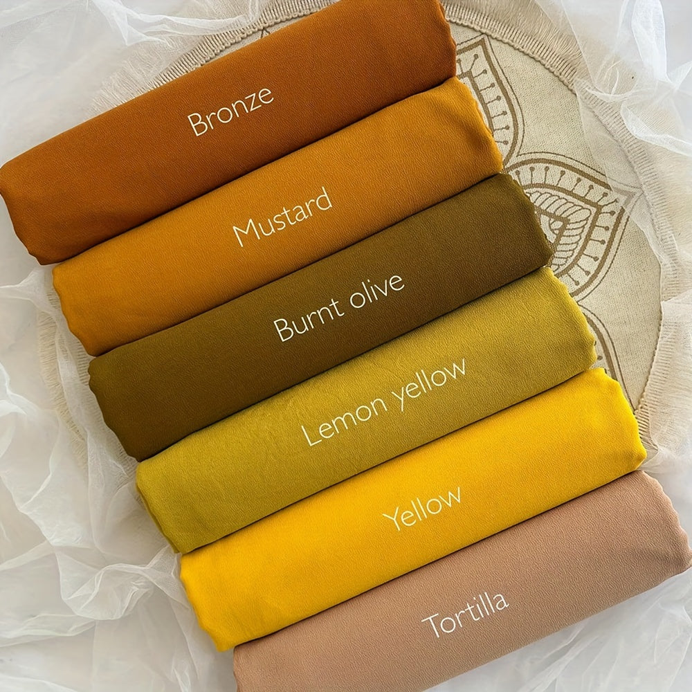 6pcs Women's Breathable Satin Bamboo Jersey Hijab Scarves - Non-Stretch Snug Fit, 10 Solid Colors for Ramadan & Modest Fashion, Premium Woven Satin Fabric, Hand Wash/Dry Clean, Hijab Accessories