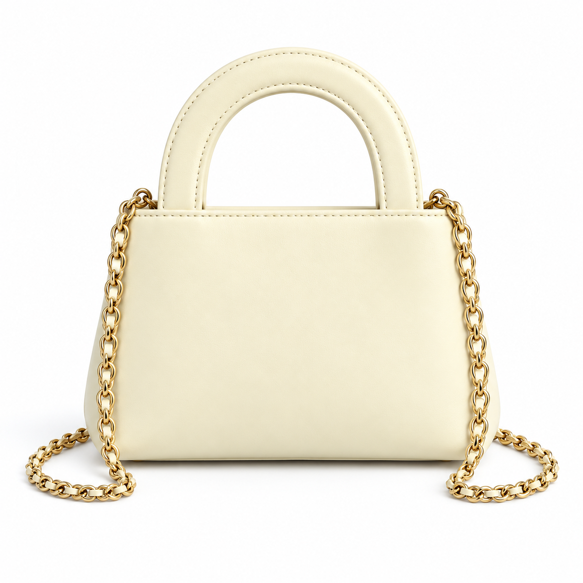 Elegant Ivory Vegan Leather Chain Handbag