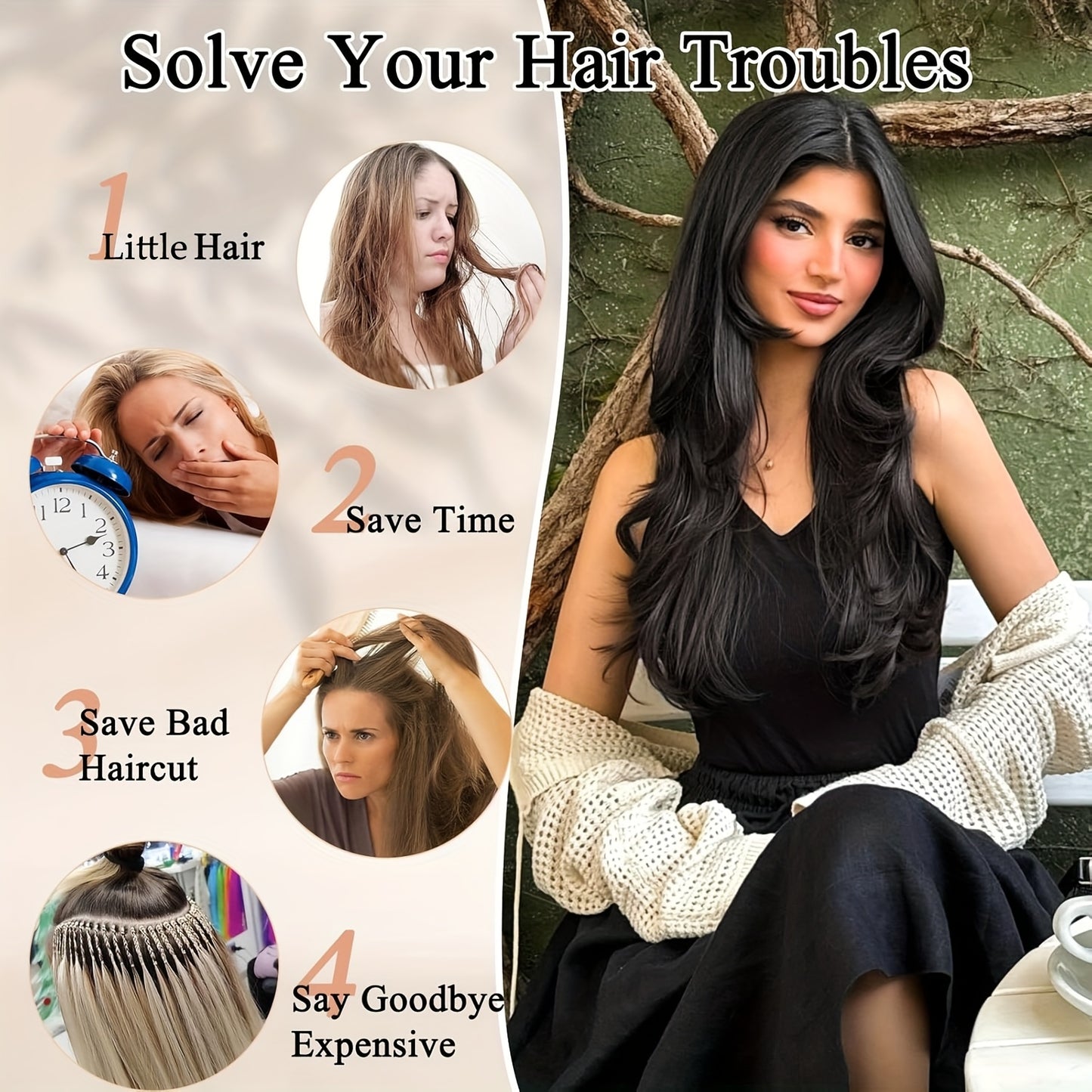 Clip In Hair Extensions, Hair Extensions for Women Straight Layered Hair Extensions Synthetic Heat Resistant Long Wavy Daily Use 20 Inch