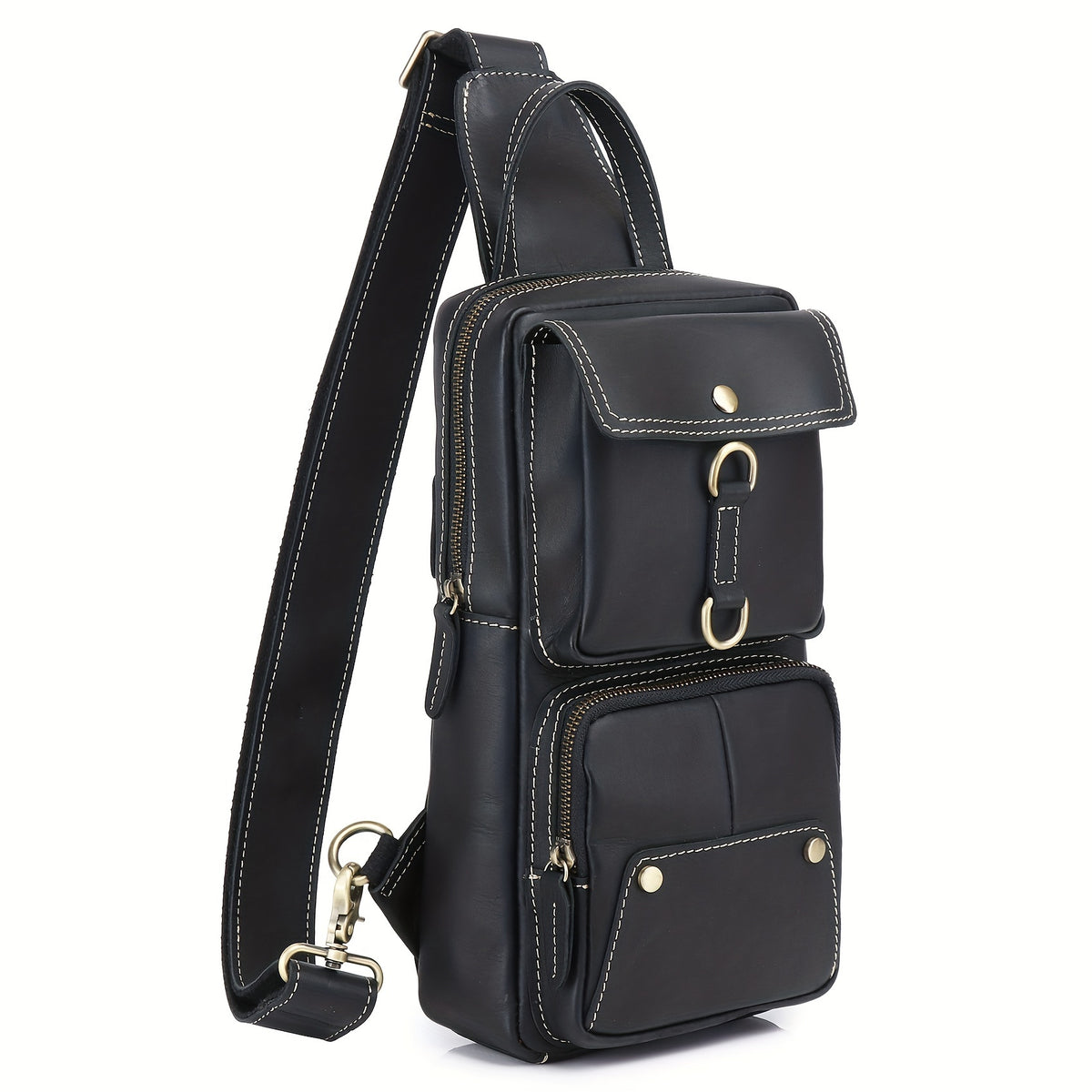 Vintage Black unisex Leather Sling Backpack - Rothco Vintage Canvas Sling Backpack main image 3