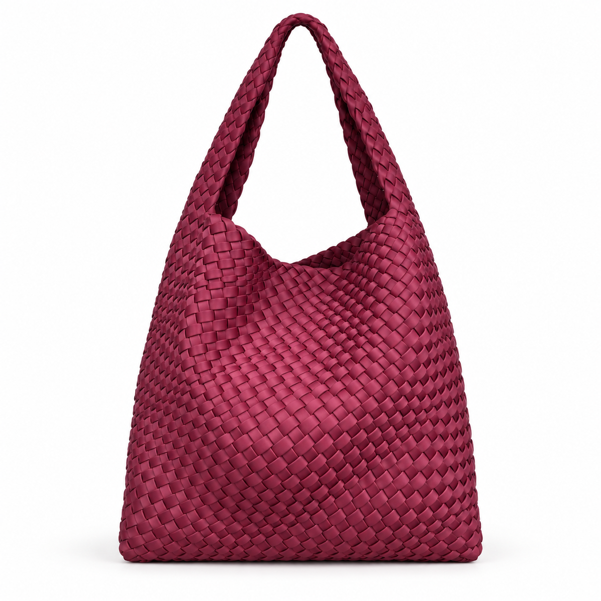 Elegant Burgundy Woven Hobo Shoulder Bag