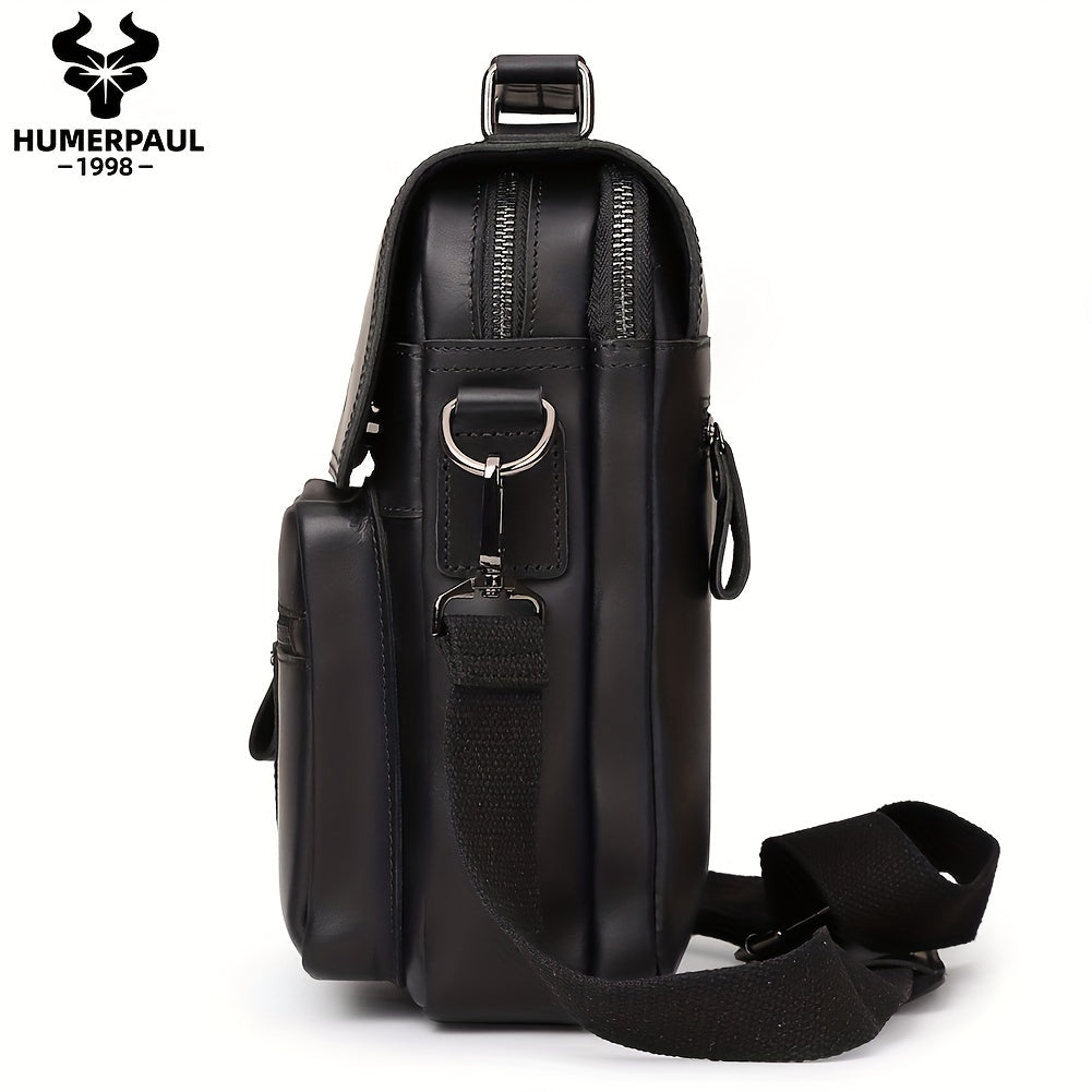 Leather Messenger Bag For Men, Shoulder Crossbody Bag With Adjustable Straps For Work Business