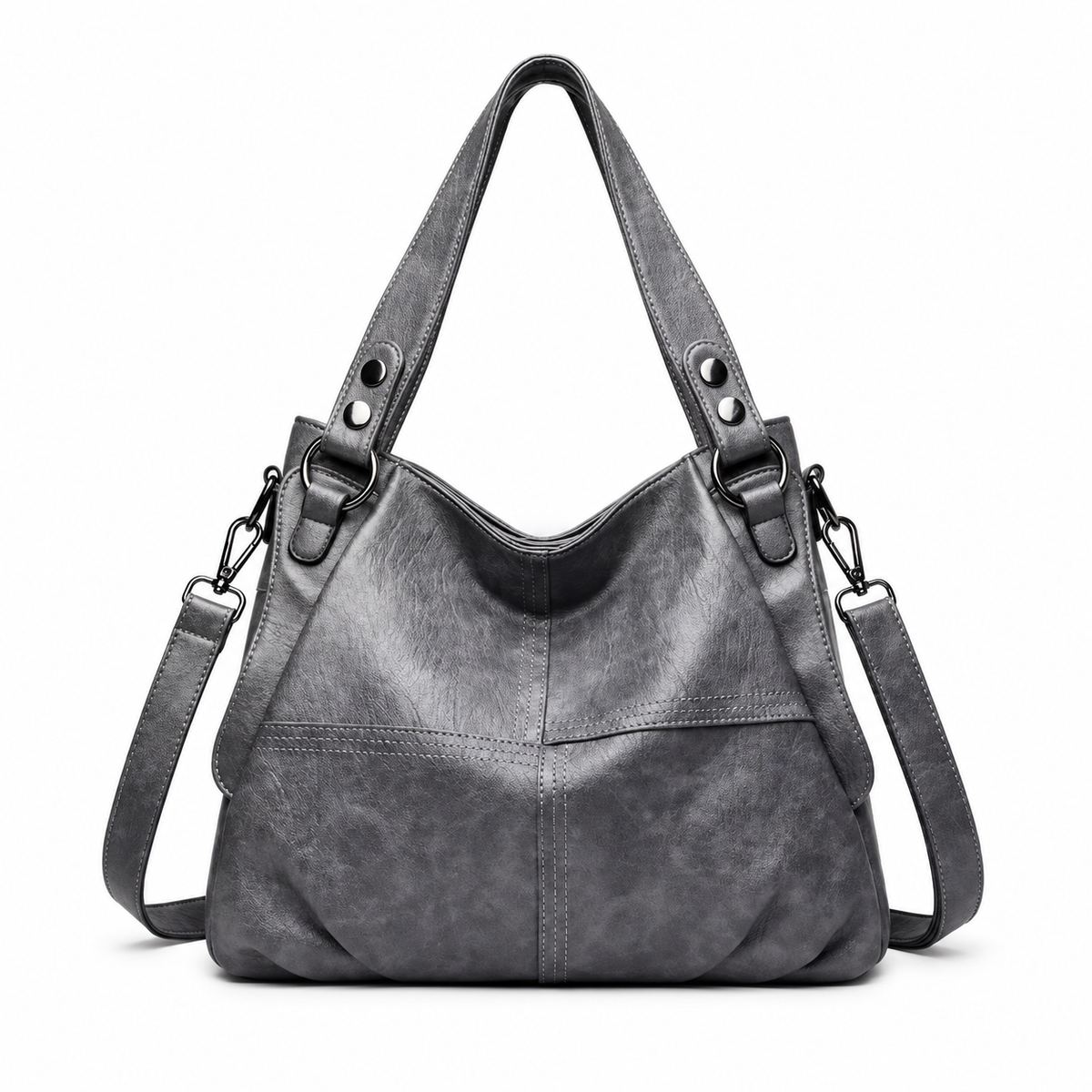 Charcoal Grey Textured Hobo Shoulder Bag