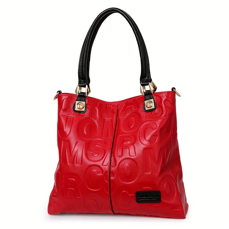 Fashionable Motorcycle Bag, Tote Bag, Genuine Leather Women's Bag, Zipper Handbag, Shoulder Bag, Fashionable Hand-held Crossbody Bag