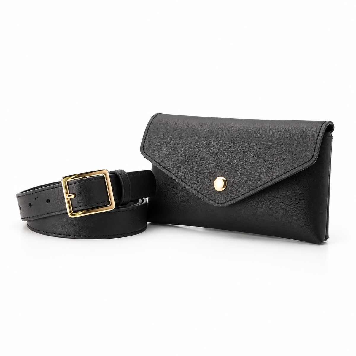 Classic Black Envelope Flap Waist Bag