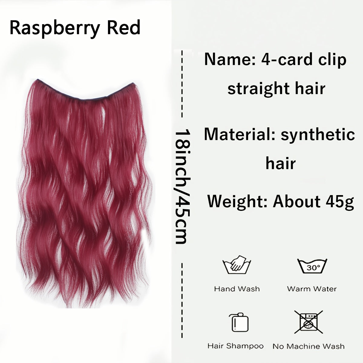 18 Inch Long Curly Clip-in Hair Extensions - Women's Versatile 4 Clip Design, Multi-color Optional, Suitable for Halloween and Christmas, New Year and other festive occasions, Easy to use