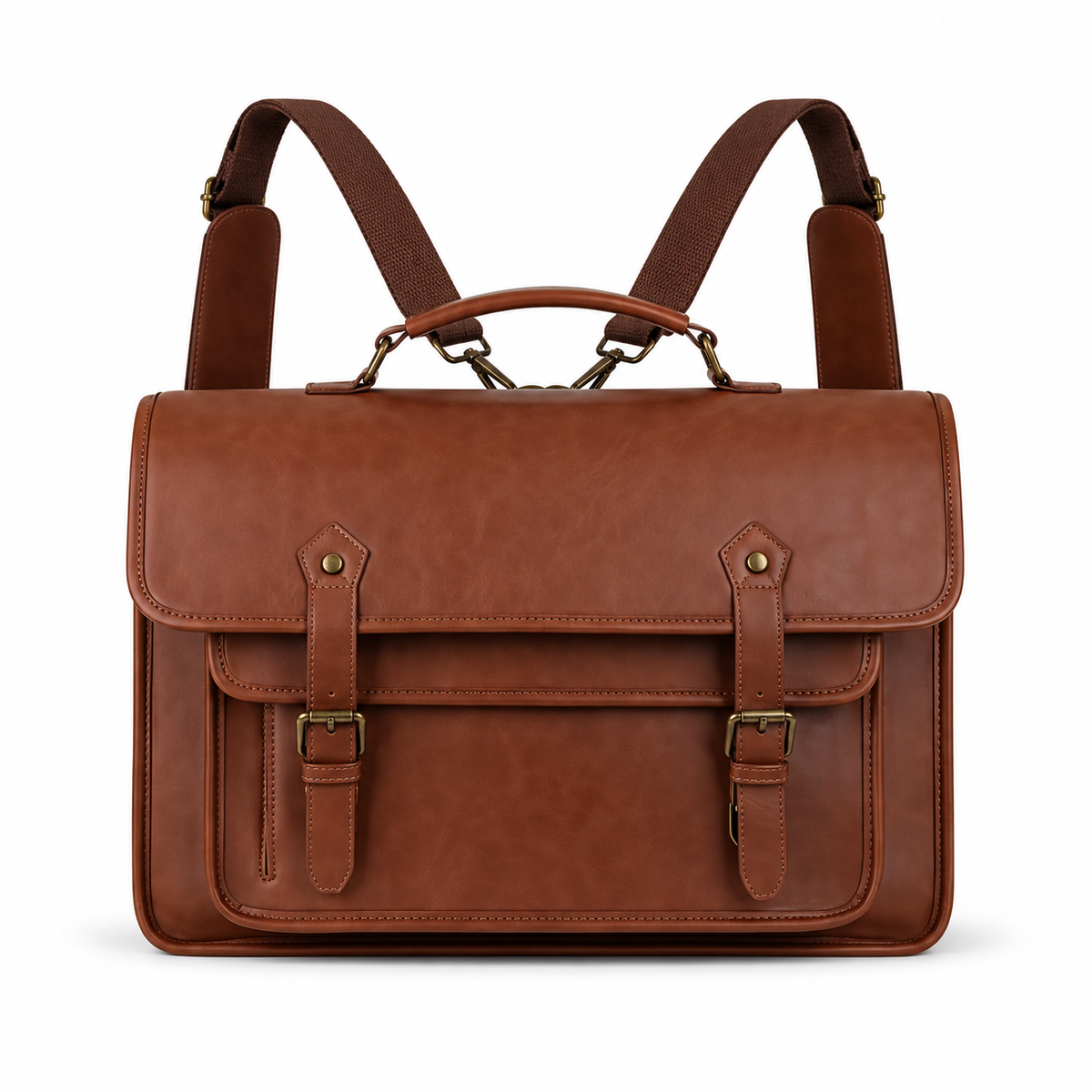 Vintage Brown Leather Convertible Backpack Briefcase