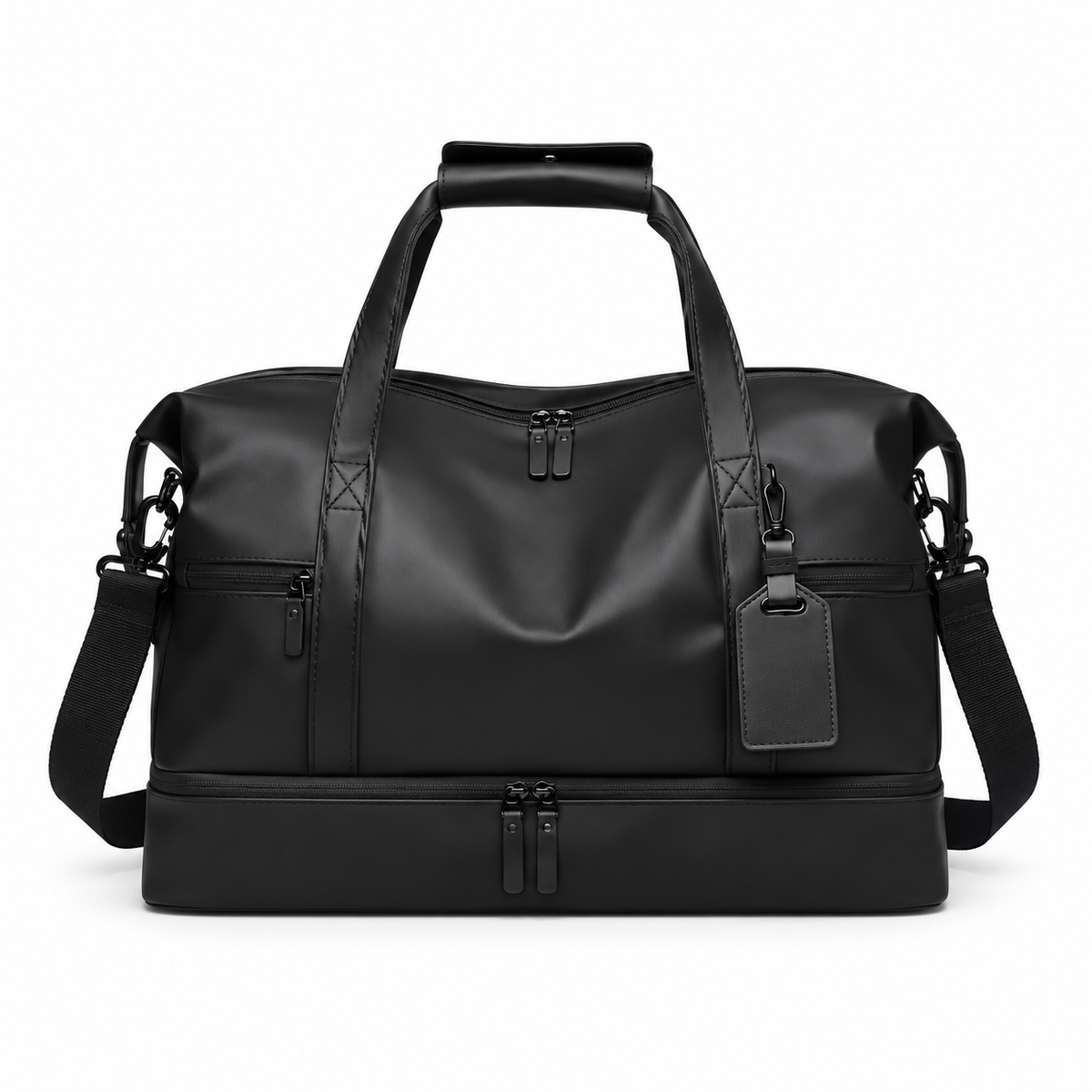 Black Overnight Bag With Multiple Compartments