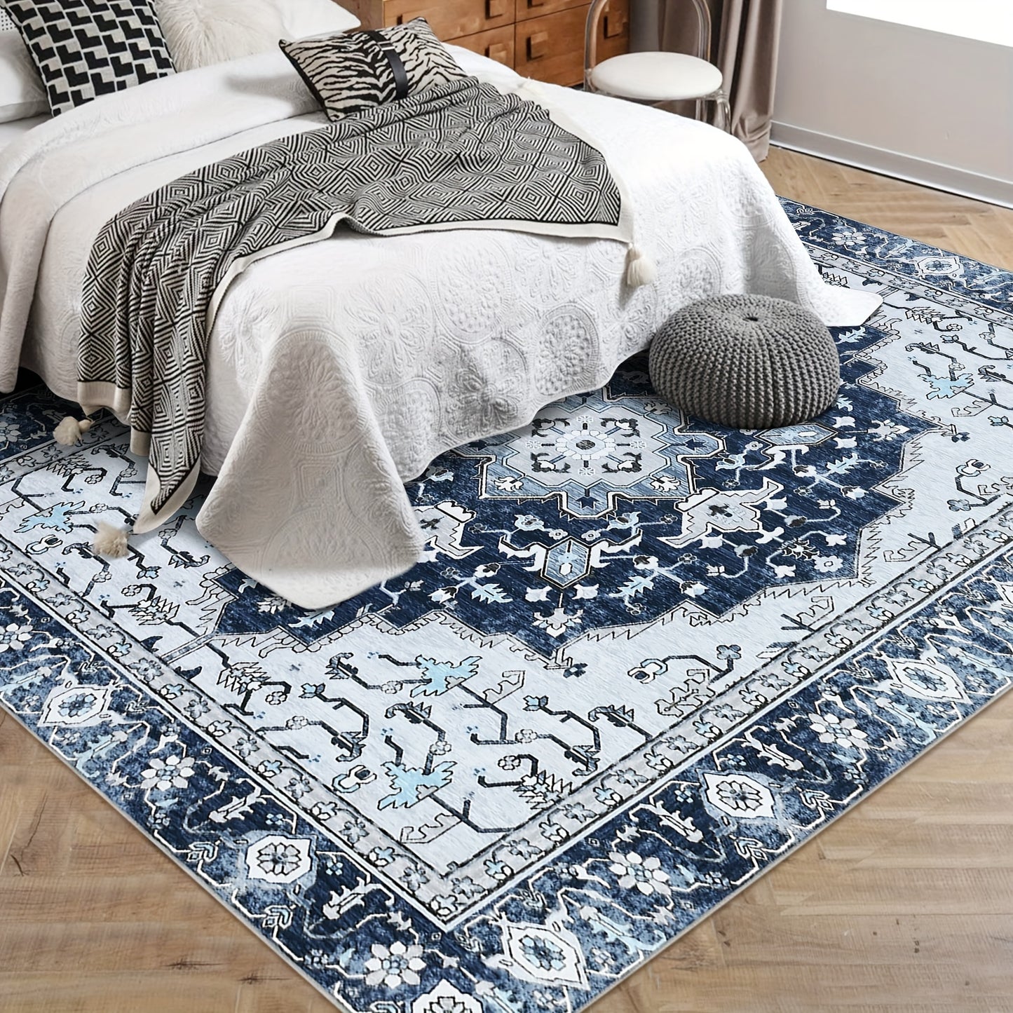 Vintage Floral Print Throw Floor Carpet Small Entrance Rug Washable Living Room Rug Easy Cleaning Rug Stain Resistant Indoor Carpet Non Slip Non Shedding Low Pile Soft Bedroom Rug Folding Rug For Dining Room Office Kitch