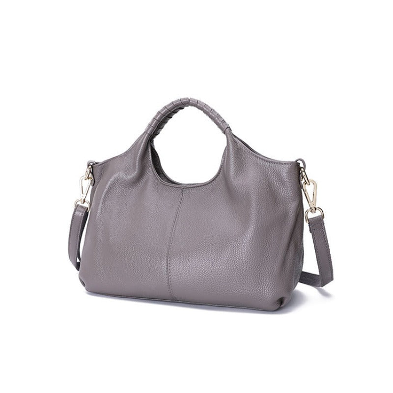 Genuine Leather Women’s Handbag - Soft Cowhide Crossbody & Shoulder Bag with Zipper Closure