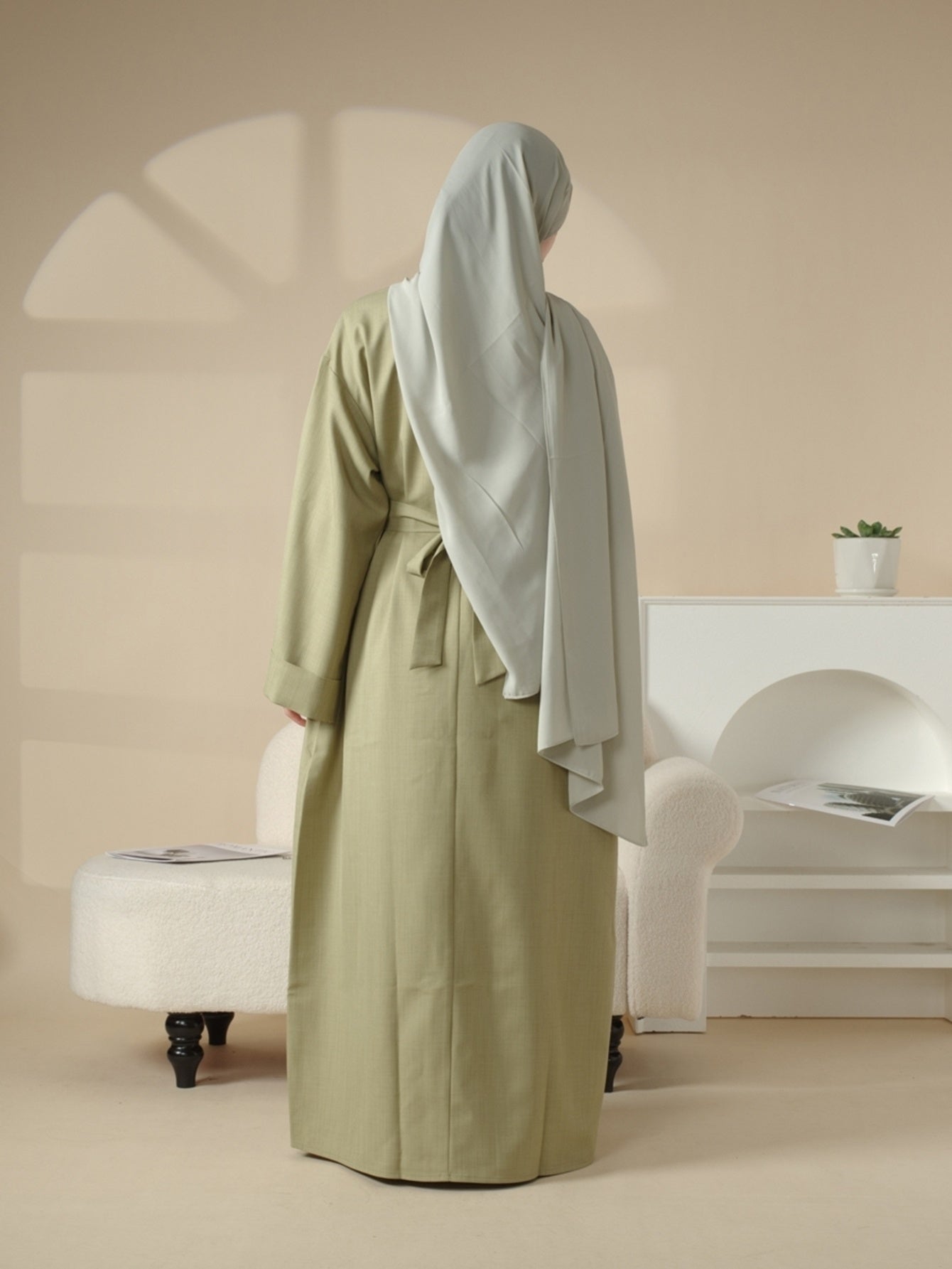 Plain Abaya with Pockets 2pcs Set Elegant Middle East Arab Islamic Muslim Style Shawl Robe Smock Ramadan Prayer Dress Long Skirt Jilbaab Abaya Women's Women Solid Color