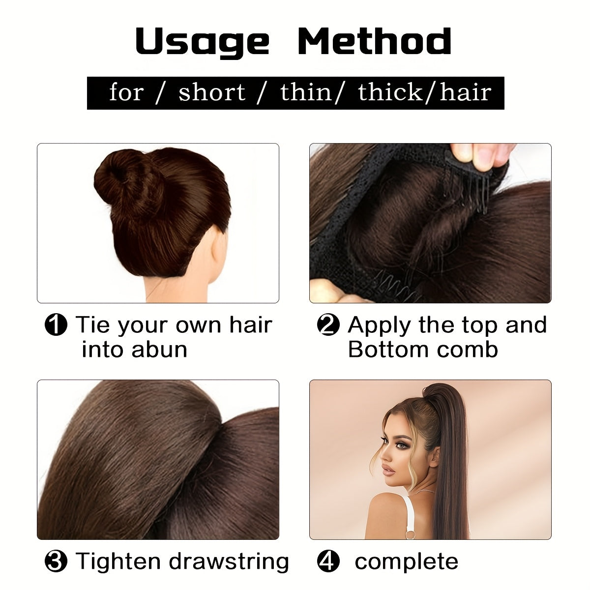 NAMM Synthetic 39inch Long Straight Ponytail Hair Extensions Wigs Wrap Around Ponytail Clip In Ponytail Hairs for Women