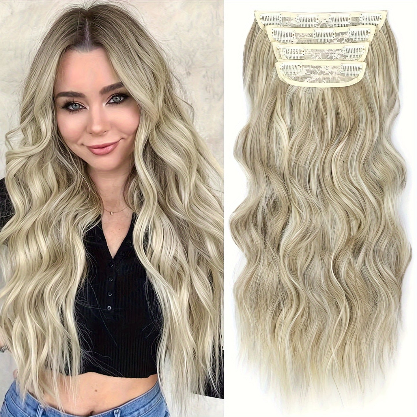 Clip in Long Wavy Synthetic Hair Extension