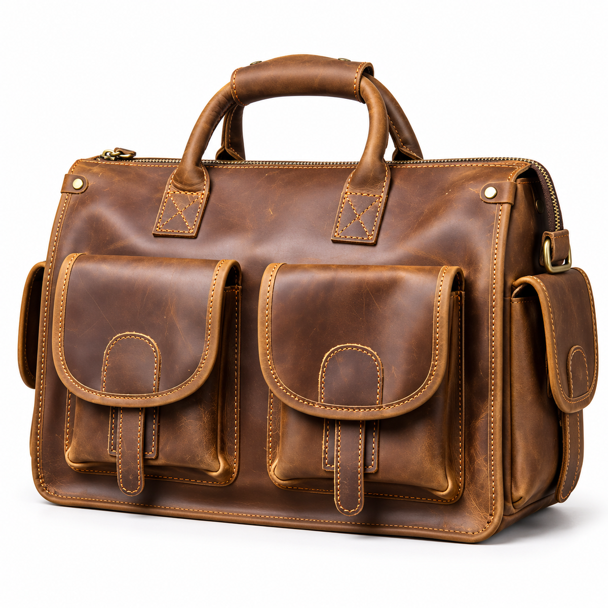 Vintage Brown Multi Pocket Briefcase Bag