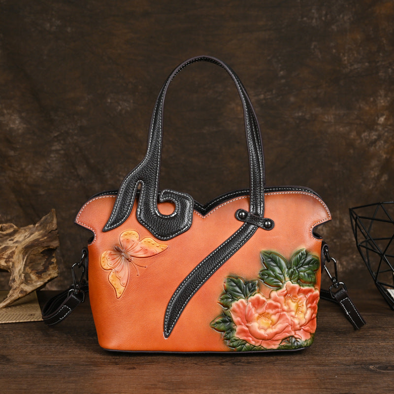 Leather Women's Handbag, Vintage One-Shoulder Crossbody Bag, Women's Cheongsam Bag Chinese Style