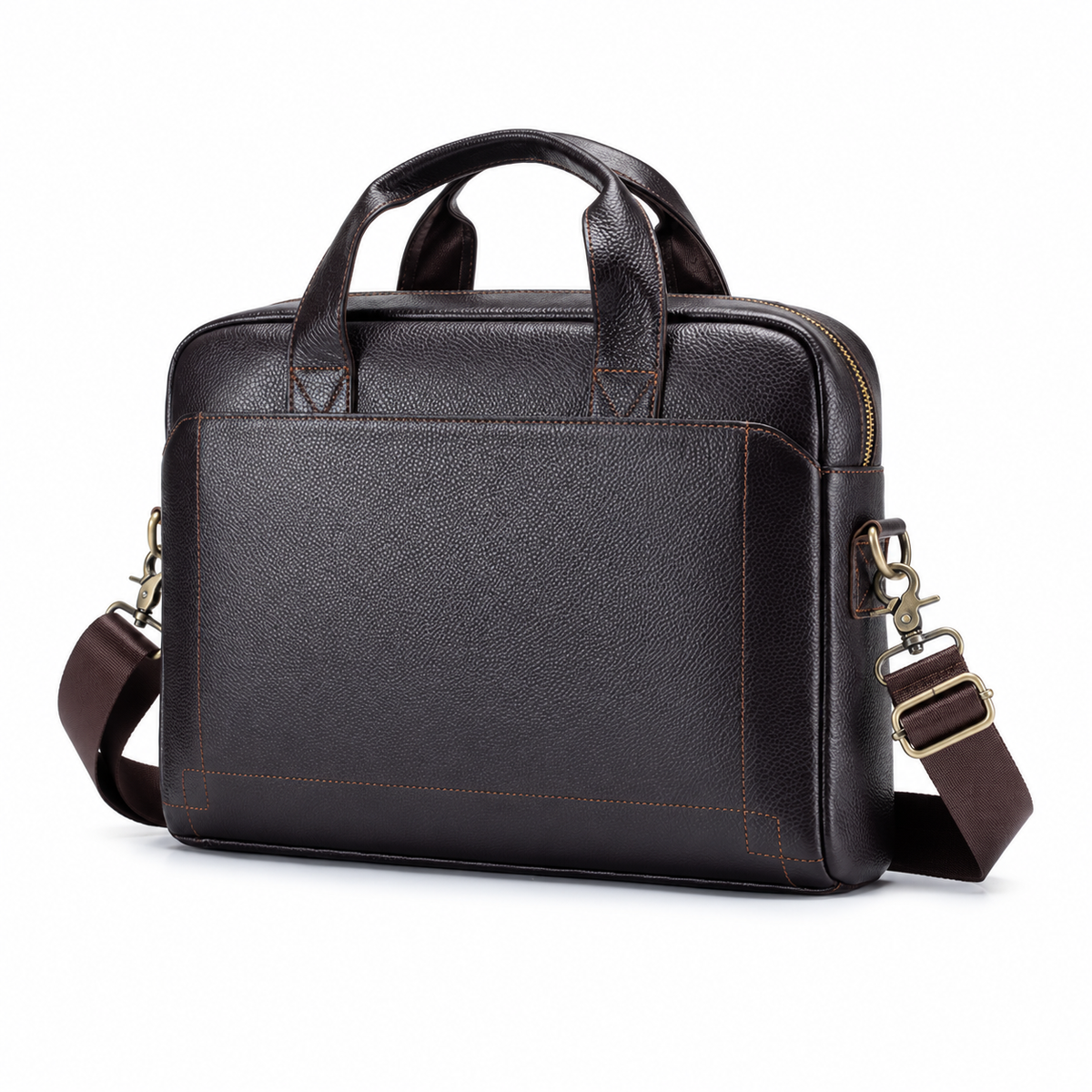 Classic Leather Briefcase With Shoulder Strap