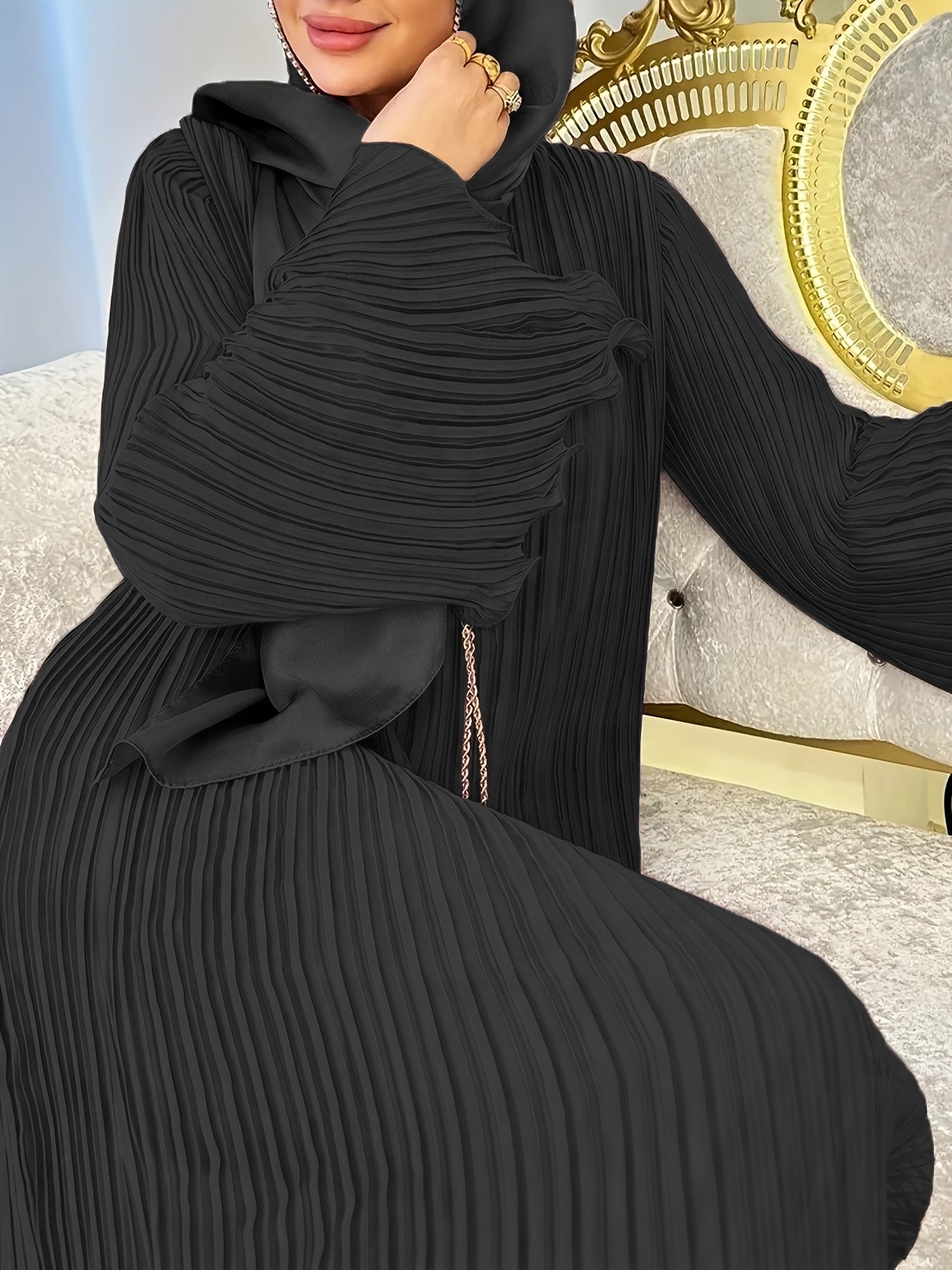 Wrinkled Style Long Palestinian Abaya - Comfortable, Elegant for Casual Wear