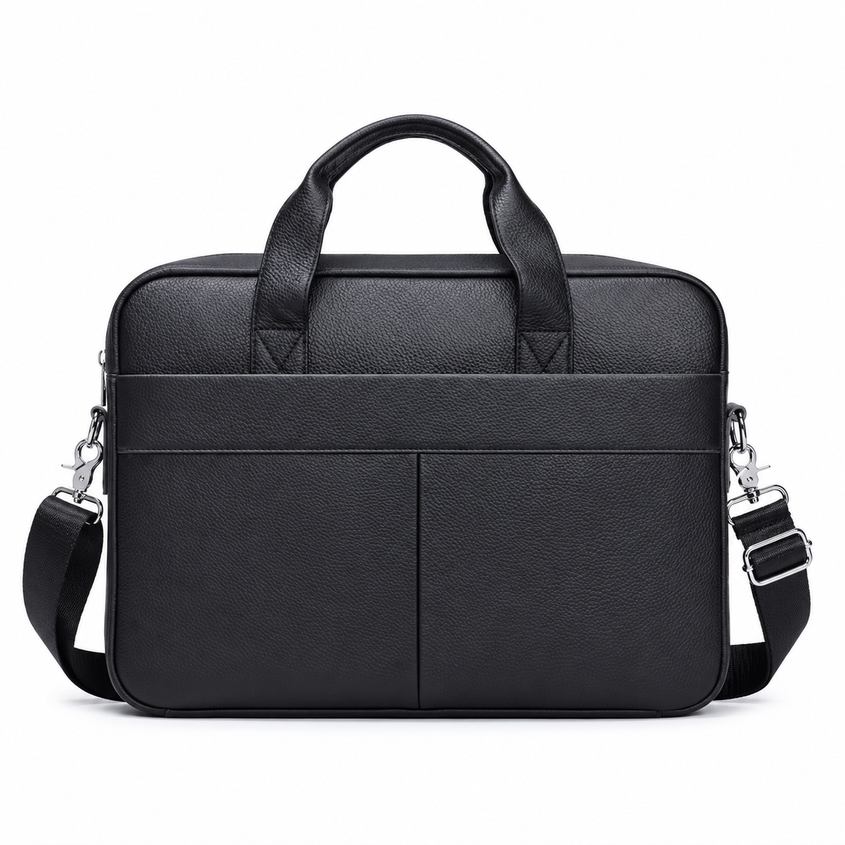 Classic Black Leather Briefcase Shoulder Bag