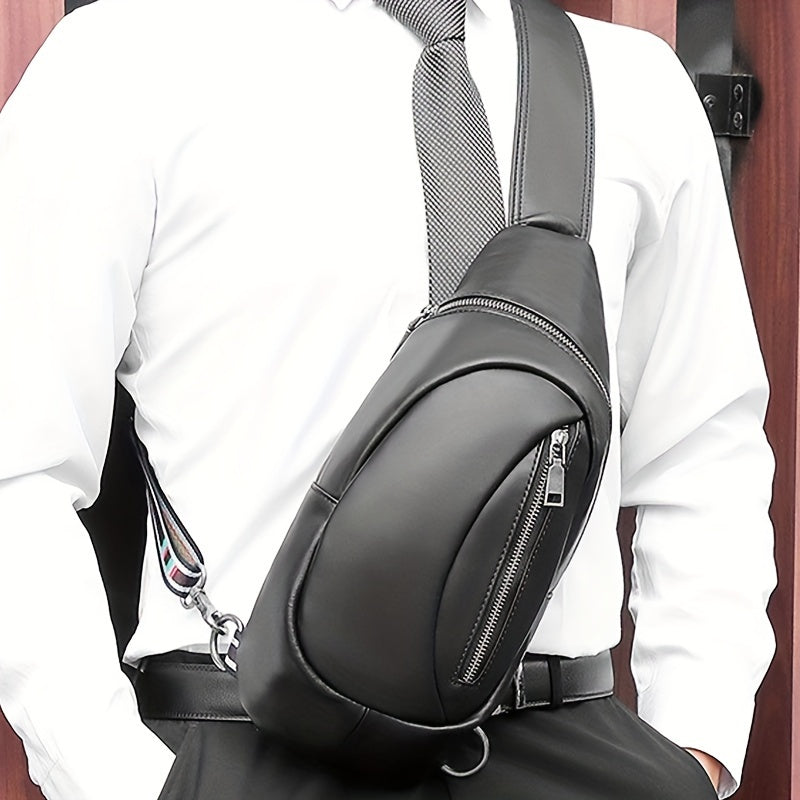 New Leather Men's Sling Bag Large Capacity Waterproof Shoulder Bag Crossbody Bag