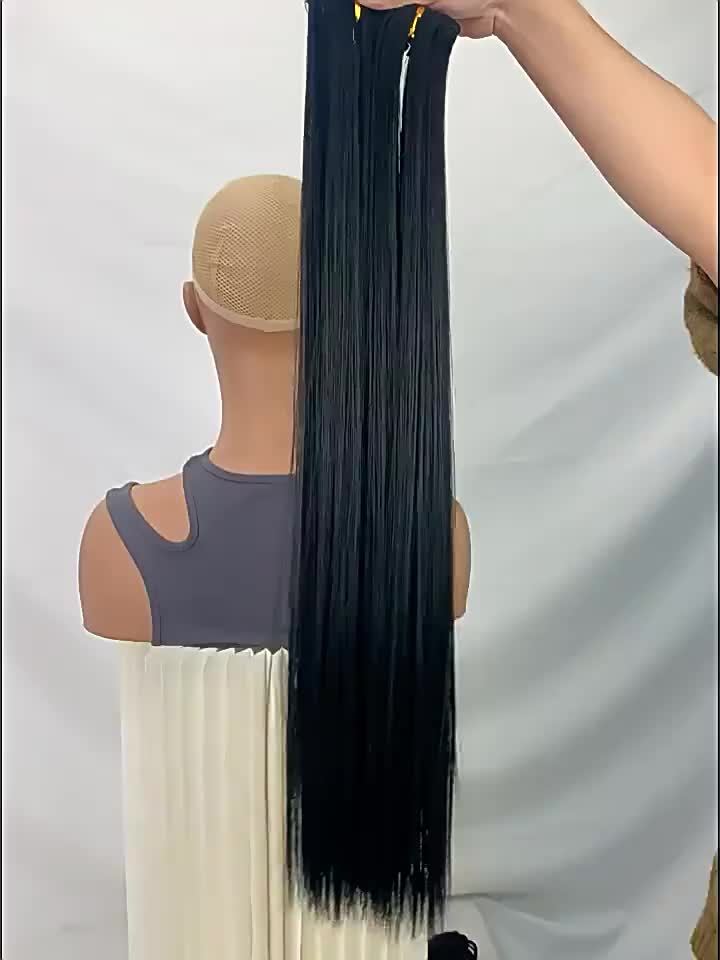 Long Straight Hair Extensions in a Seven-Piece Set, Suitable for Women, Featuring European And American Styles with 16 Clips for a Curtain Effect