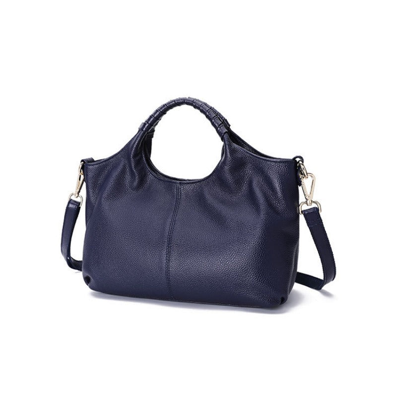 Genuine Leather Women’s Handbag - Soft Cowhide Crossbody & Shoulder Bag with Zipper Closure
