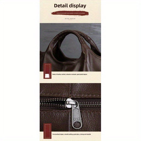 Multi-Functional Messenger Handbag, High-End Genuine Leather Women's Bag, Ethnic Fashion Layer Cowhide Large-Capacity Tote Bag