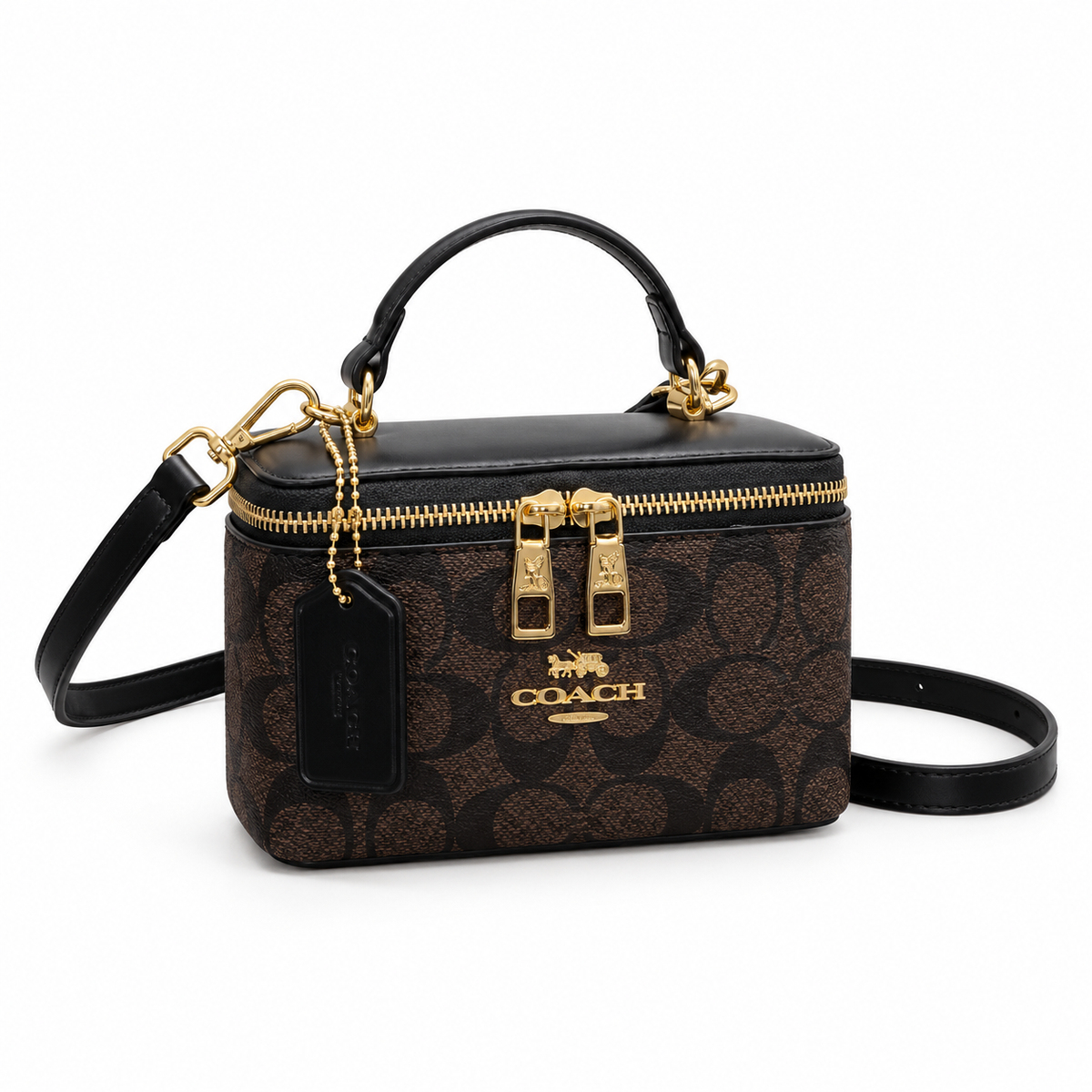 Elegant Black Monogram Box Crossbody Bag