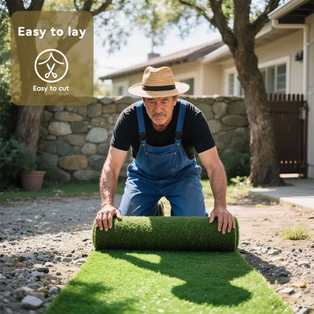 High-Realistic Artificial Grass Turf with Rubber Backing – Soft Fake Grass, No Watering/Mowing/Fertilizing, Saves Time & Water, Year-Round Green, Ideal for Indoor/Outdoor, Yard, Balcony, Thanksgiving decorations, Christmas