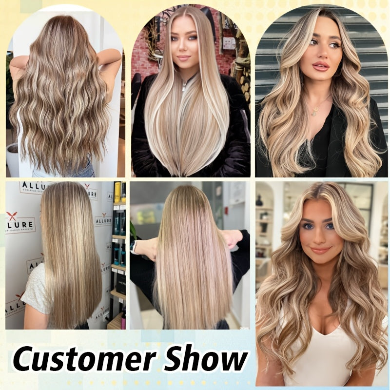 16 Packs Mini Tape In Hair Extensions Human Hair - Looking Seamless Clip-In for short hair, 12-24 Inch Lengths, Straight for Caucasian Women, Volume & Length Addition (Mini Tape System)