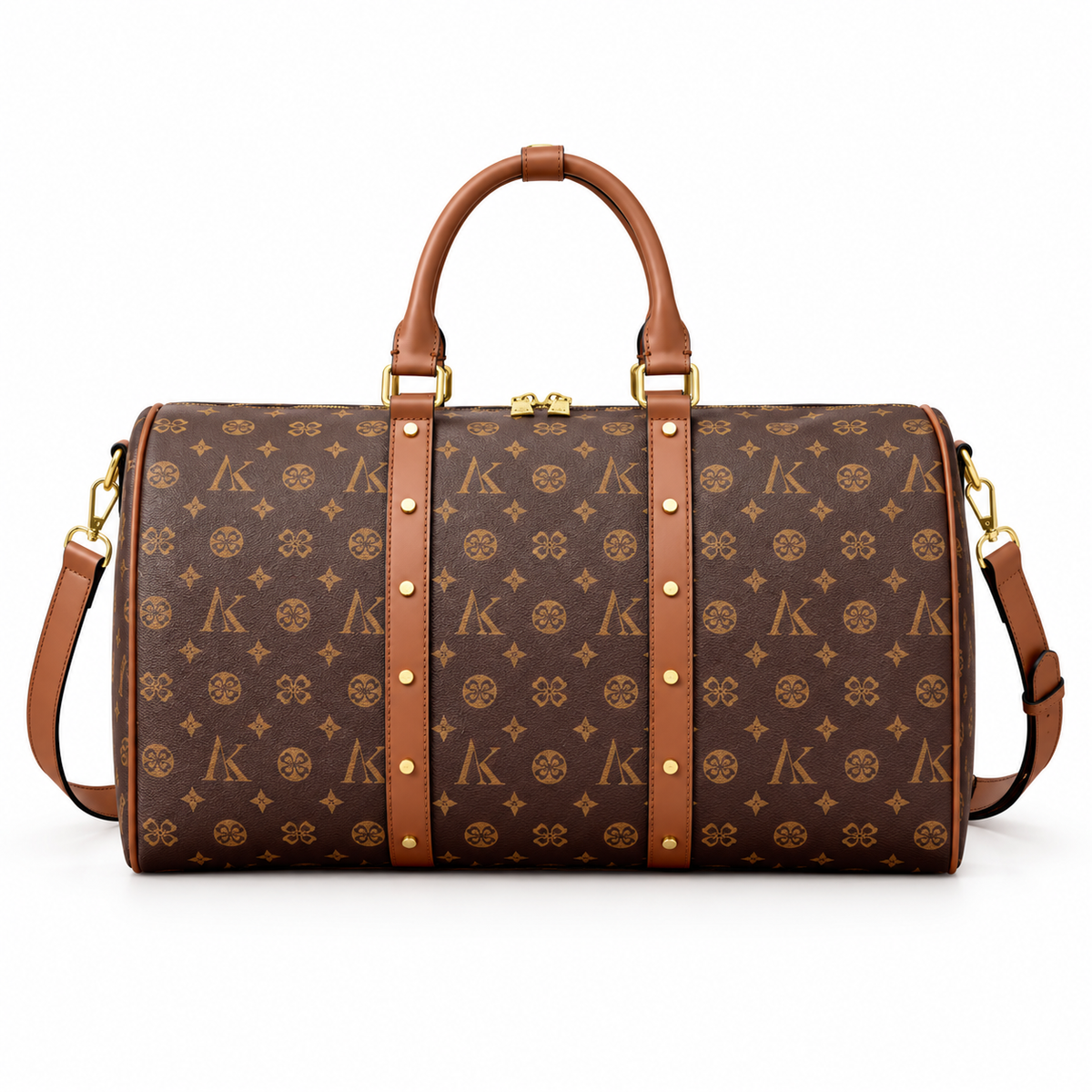Classic Brown Monogram Leather Duffel Bag
