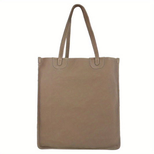 Eve Leather Tote Bag - Genuine Leather Women's Tote Bag - Large Capacity Minimal Design