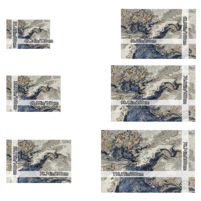 Crystal Velvet + 750g/m² + Anti-slip Dotted Plastic Backing + Bottom Dotted Plastic Floral Pattern Process, 1pc Crystal Velvet Home Decor, Simple Abstract Dark Blue Pattern, Comfortable and Versatile Decorative Style, Living