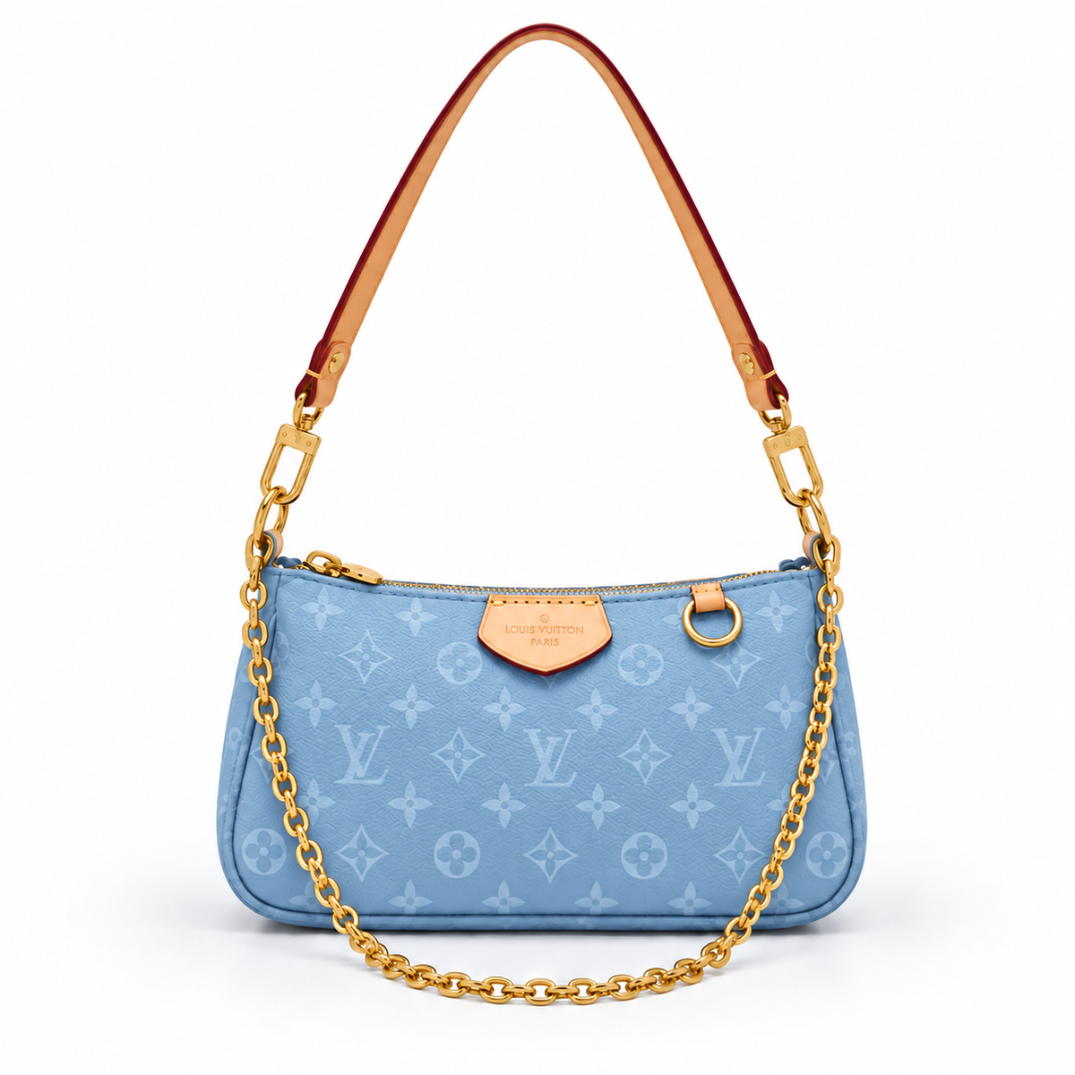 Sky Blue Monogram Chain Shoulder Bag